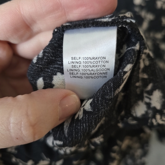 Whiteroom Cactus Black Dixie Floral Ruffle Mini Dress Long Sleeve Size Large - Picture 4 of 5